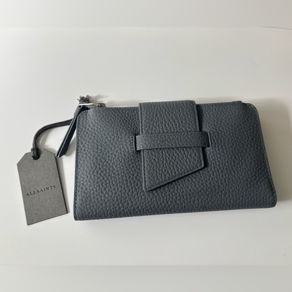 All Saints Gray Leather Wallet - Picture 1 of 5
